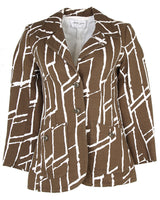 80s Jaeger Brown Patterned Seersucker Blazer - S
