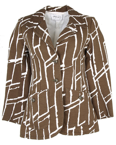 80s Jaeger Brown Patterned Seersucker Blazer - S