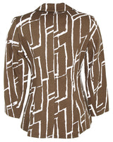 80s Jaeger Brown Patterned Seersucker Blazer - S