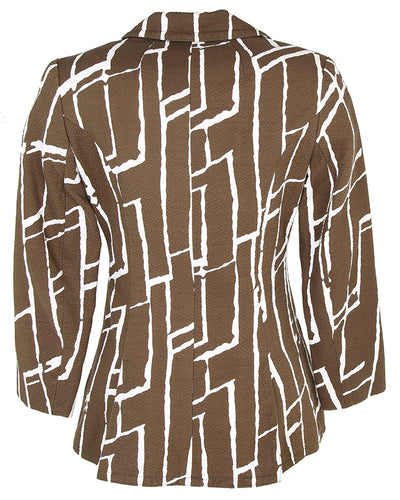 80s Jaeger Brown Patterned Seersucker Blazer - S