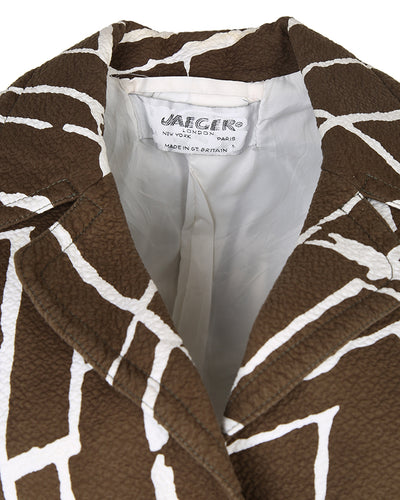 80s Jaeger Brown Patterned Seersucker Blazer - S