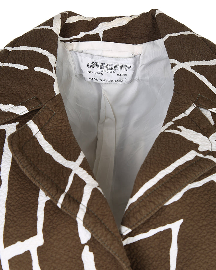 80s Jaeger Brown Patterned Seersucker Blazer - S