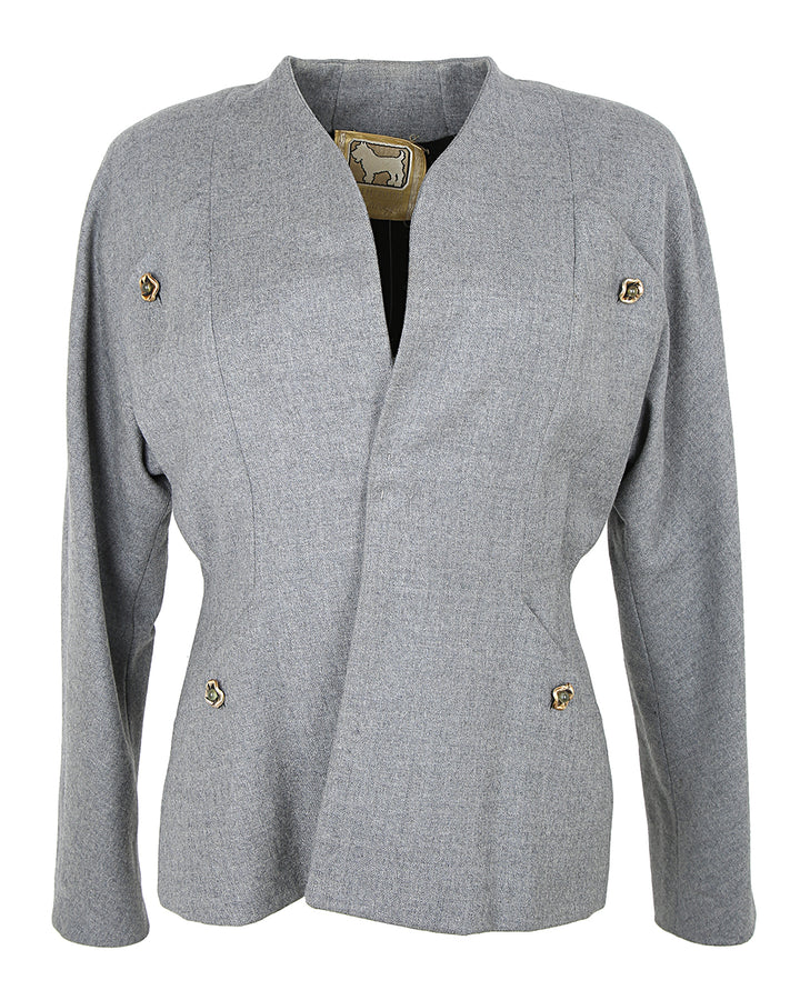 40s 50s Grey Julliard Rothmoor George G Wolff Blazer Jacket - S