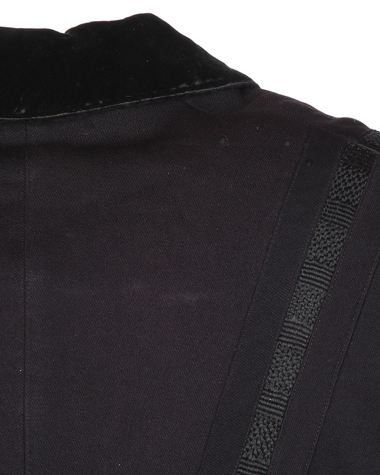 Rare Edwardian Black Cotton Buttoned Jacket - M