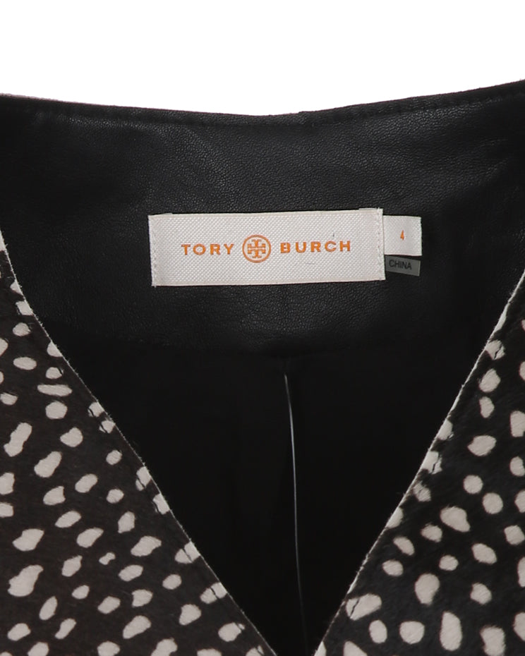 Tory Burch Black and White Deer Print Calf Skin Jacket - S