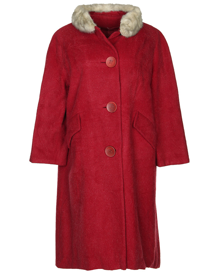 1950s Mohair &amp; Wool A-line Coat - L