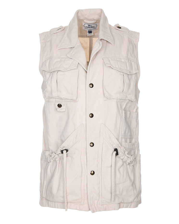 Vintage denim cargo pocket vest - S