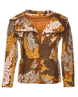 1970's Brown Patterned Fitted Blazer Jacket - S