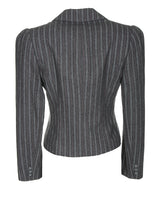 1970's Grey And Burgundy Striped Cropped Blazer Jacket - XS / S
