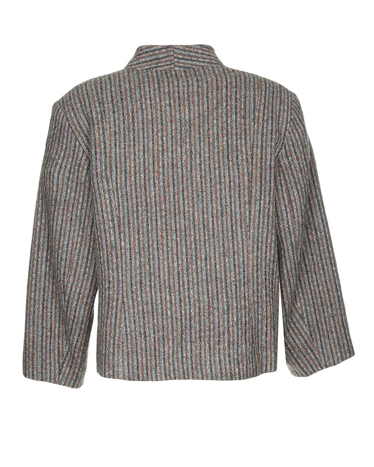 1980's Yves Venet Stripy Wool Blazer Style Jacket - L