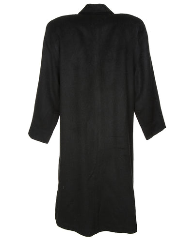 1950's black fluffy wool swing overcoat - M / L