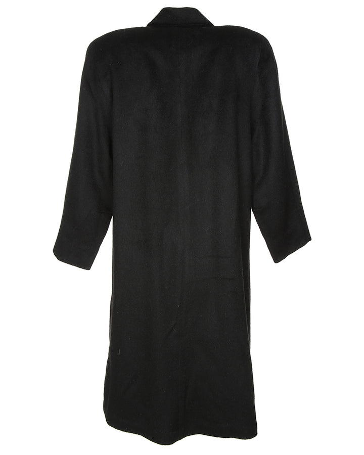 1950's black fluffy wool swing overcoat - M / L