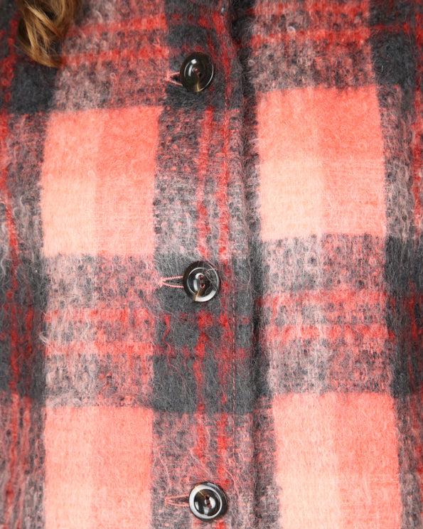 Marcon pink grey checked overcoat - M