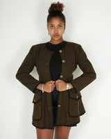 Vintage 80s collarless button up jacket - S