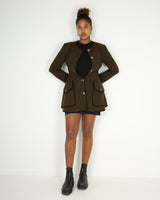 Vintage 80s collarless button up jacket - S