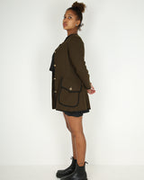 Vintage 80s collarless button up jacket - S