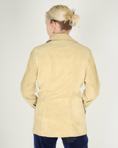 Vintage Levis suede trucker jacket in beige - S
