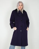 1990's purple and black wool overcoat - M
