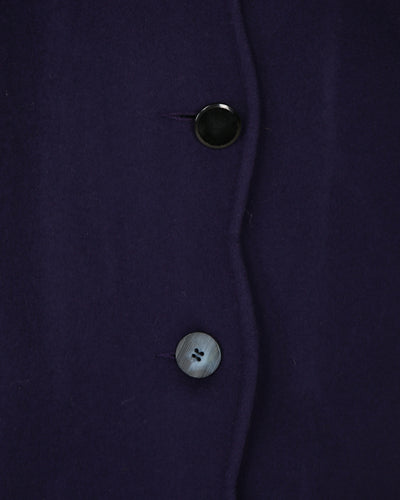 1990's purple and black wool overcoat - M