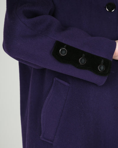 1990's purple and black wool overcoat - M