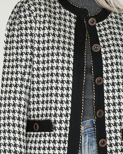 Y2K black and white houndstooth blazer jacket - M