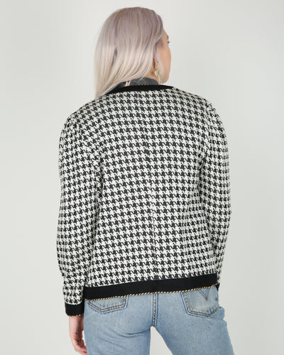 Y2K black and white houndstooth blazer jacket - M