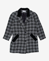 Navy and white velvet detailed jacket - S