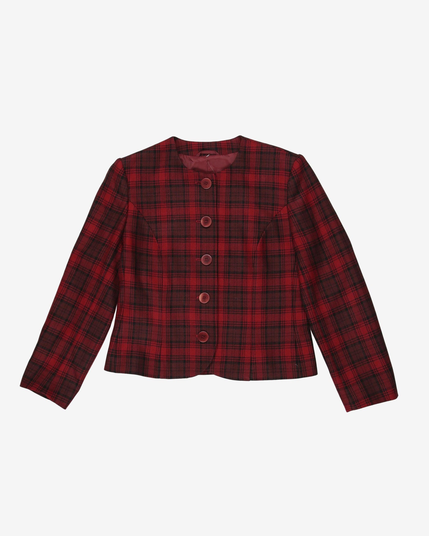 Burgundy and maroon checked jacket - S