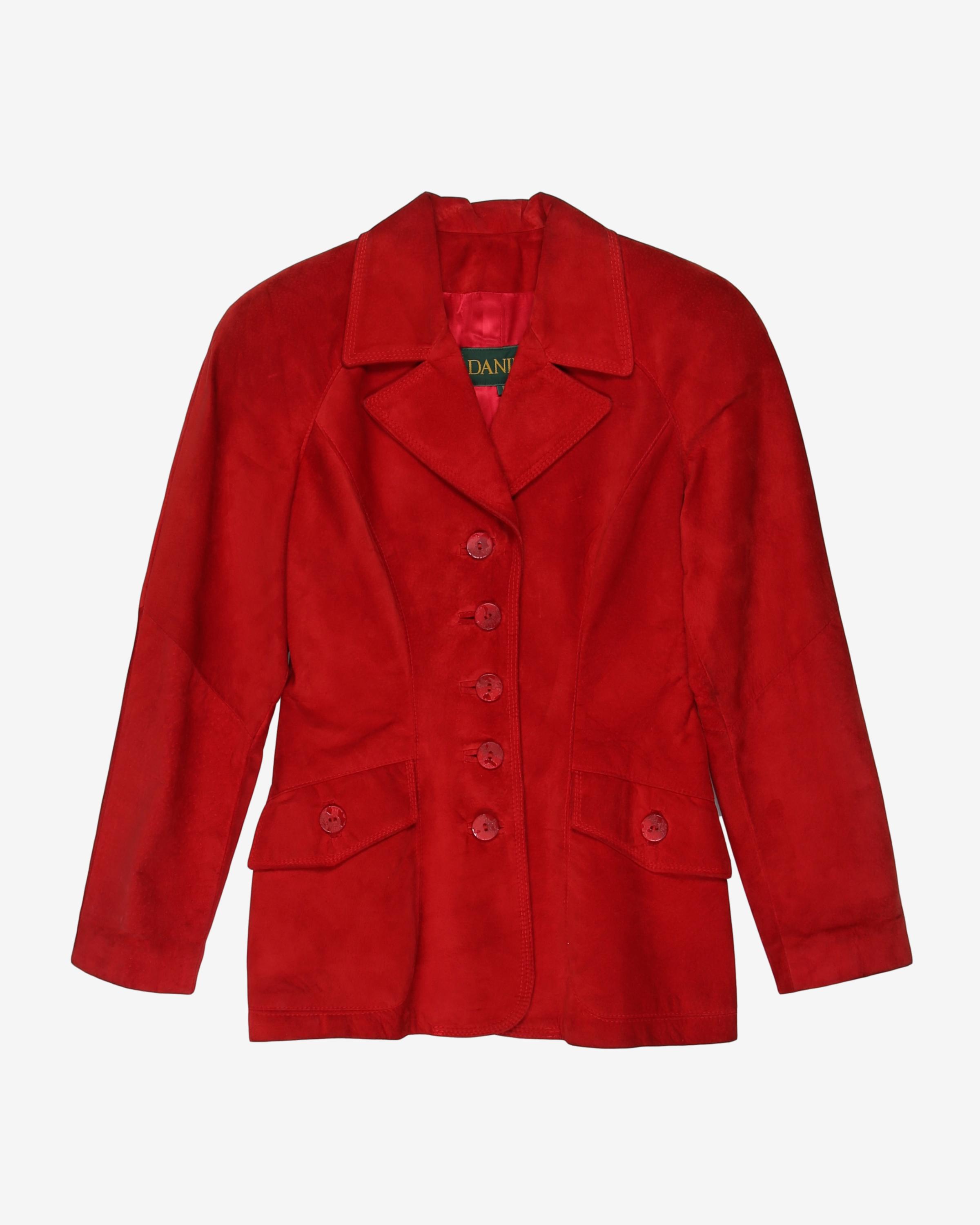 Red suede blazer style jacket - XXS - XS