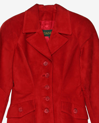 Red suede blazer style jacket - XXS - XS