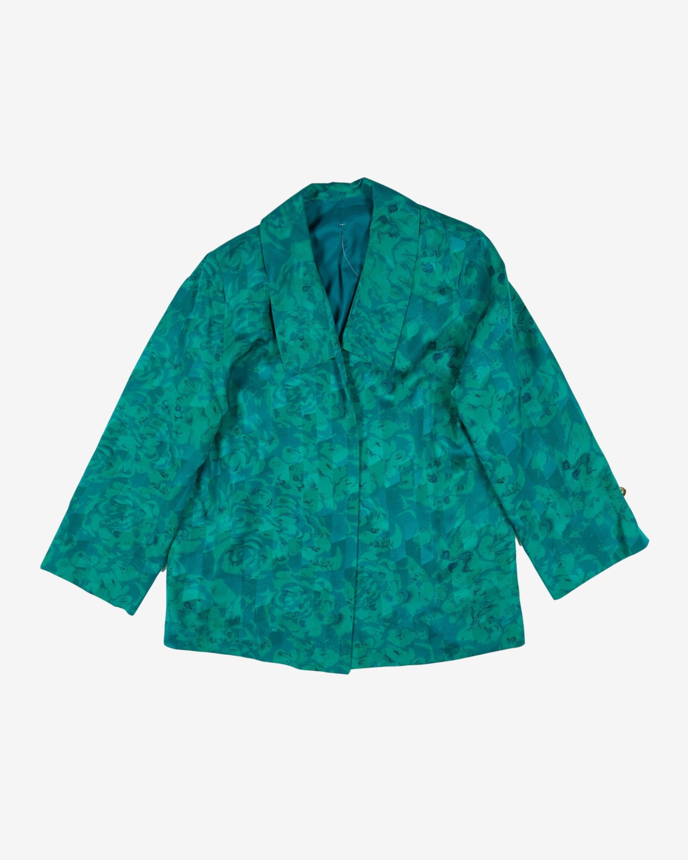 1990s green patterned jacket - M