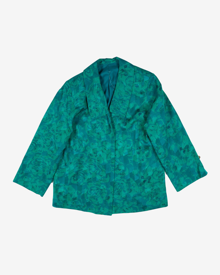 1990s green patterned jacket - M