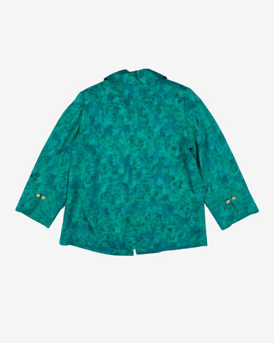 1990s green patterned jacket - M