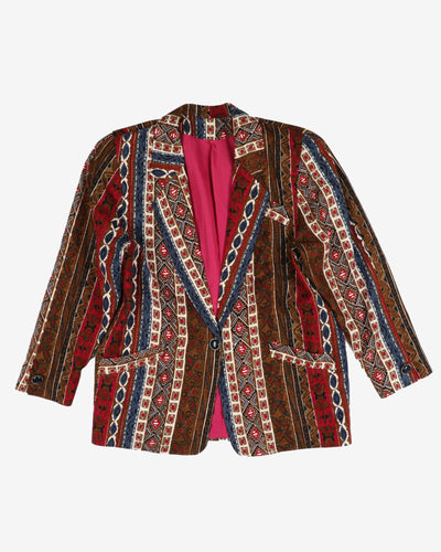 1990s patterned casual blazer style jacket - L