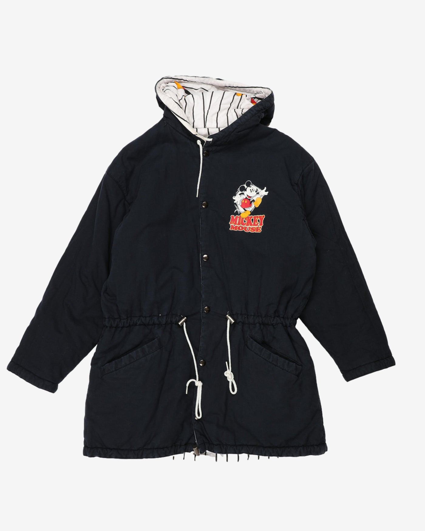 Mickey Mouse Blue White Reversible Padded Parka Jacket - L
