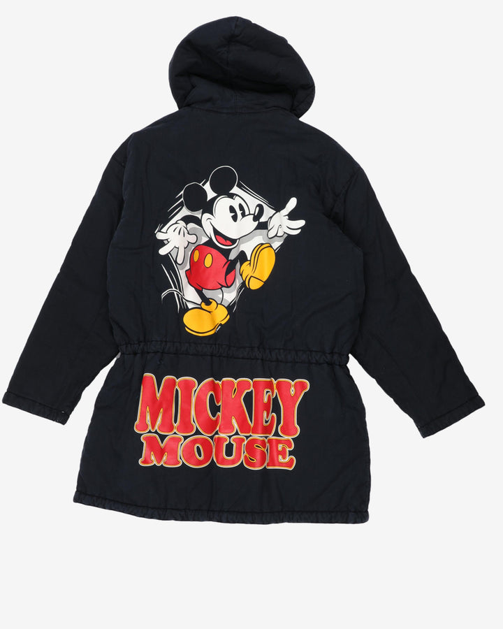 Mickey Mouse Blue White Reversible Padded Parka Jacket - L
