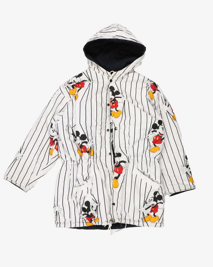 Mickey Mouse Blue White Reversible Padded Parka Jacket - L