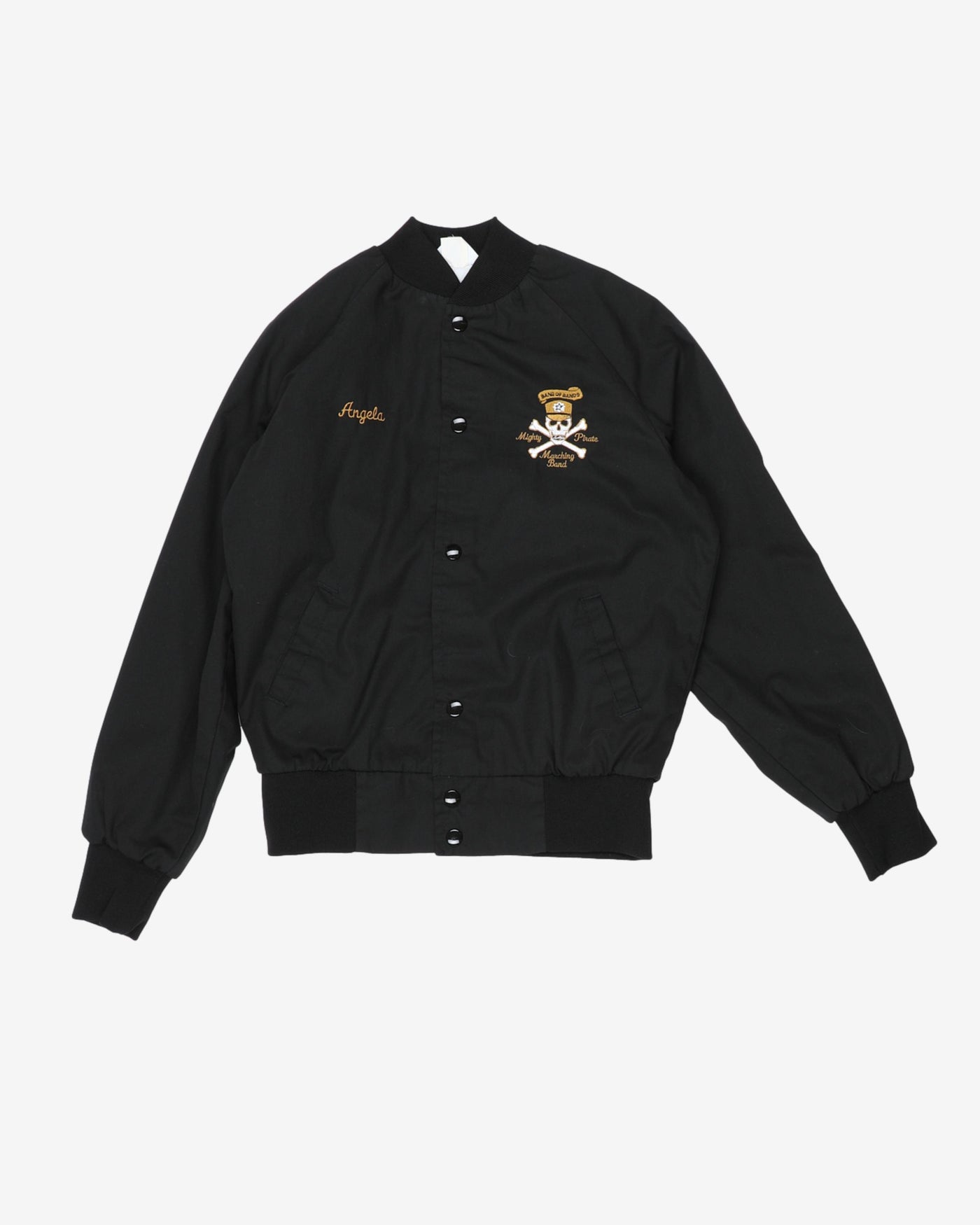 Mighty Pirate Black Letterman Bomber Jacket - XS