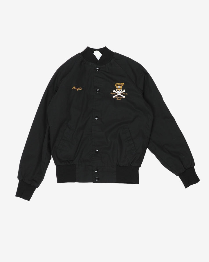 Mighty Pirate Black Letterman Bomber Jacket - XS