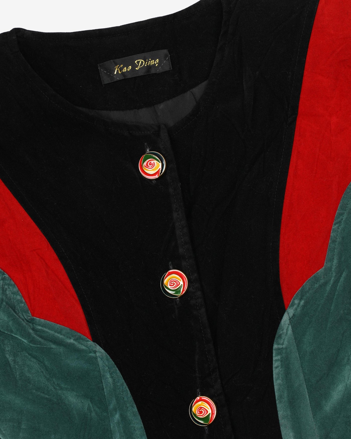 Red black and green velvet jacket - S