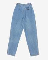 80s 90s Lizwear Mid Indigo Tapered Leg High Waisted Jeans - w26 l31