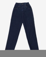 90s Rocky Mountain Dark Indigo Denim High Waisted Tapered Jeans - w26 l36