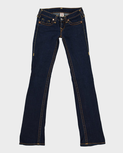 00s True Religion Contrast Stitch Dark Wash Blue Jeans - W26 L34