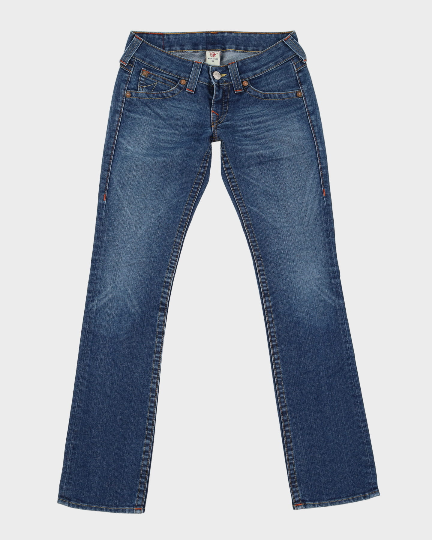 00s True Religion Contrast Stitch Dark Wash Blue Jeans - W31 L34