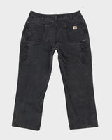 Vintage 90s Carhartt Faded Black Double Knee Workwear Jeans - W36 L29