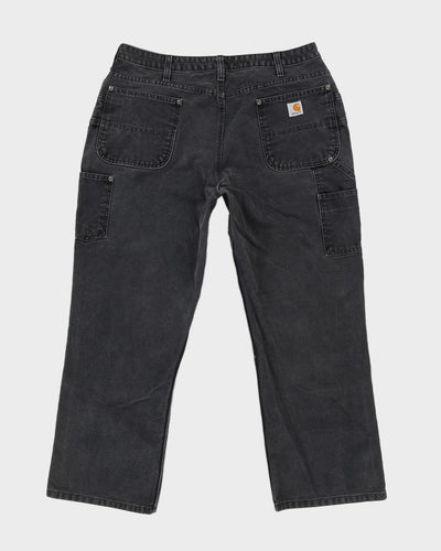 Vintage 90s Carhartt Faded Black Double Knee Workwear Jeans - W36 L29