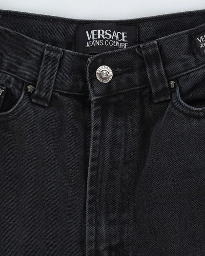 Vintage 90s Versace Black Dark Wash Jeans - W25 L29