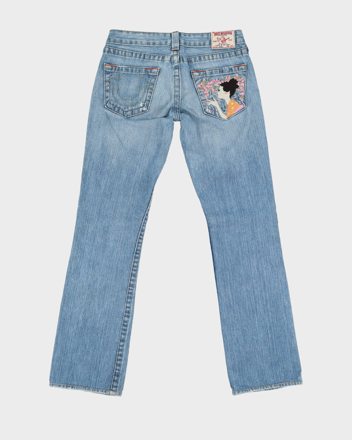 00s Y2K True Religion Embroidered Back Pockets Blue Jeans - W28 L31
