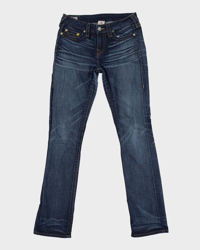 00s Y2K True Religion Blue Dark Wash Contrast Stitch Jeans - W28 L32