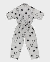 1980s Silver And Black Patterned Cropped Jumpsuit - S